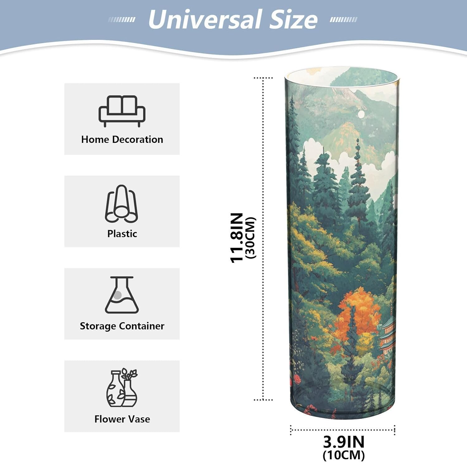 Mountain Beauty Landscape Plastic Vase for Centerpieces 118x39 Inch