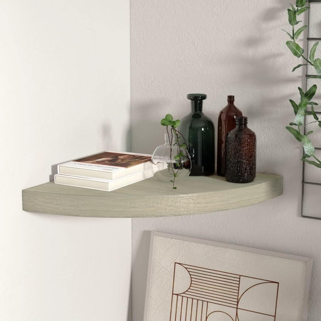 Floating Corner Shelf Oak 138x138x15 MDF for Home Decor