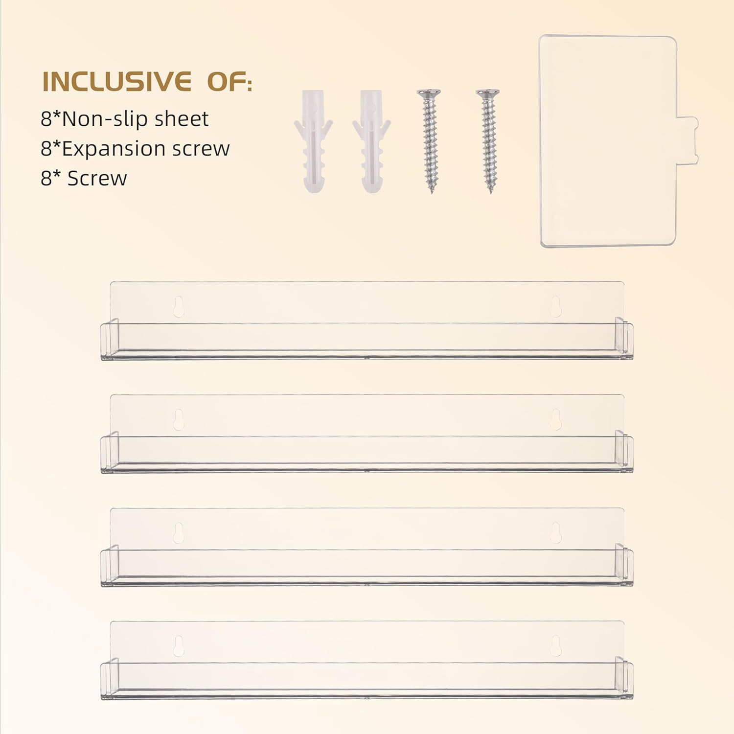 4-Pack 15 Inch Wall Mounted Display Rack for Miniature Toys and Collectibles