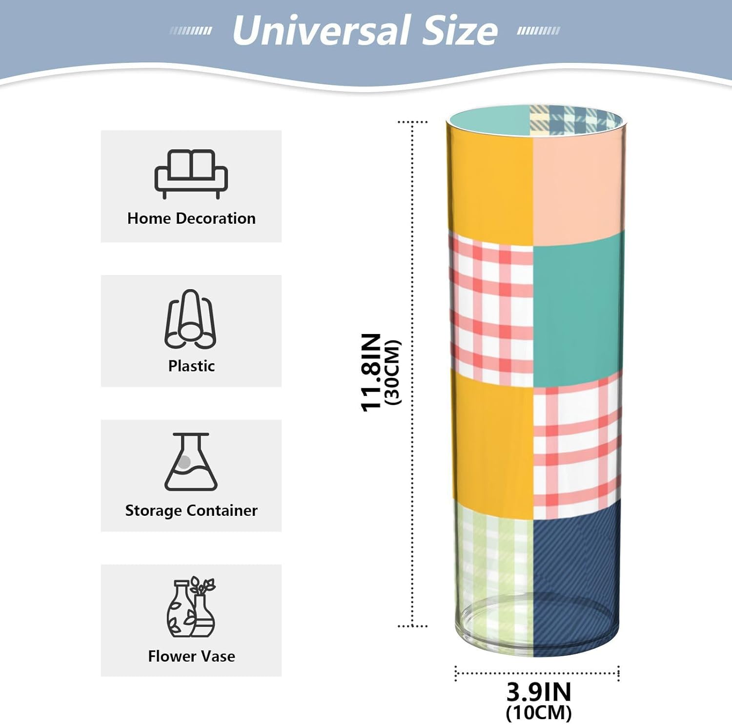 Colored Checkerboard Plastic Vase for Centerpieces 118 x 39 Inch