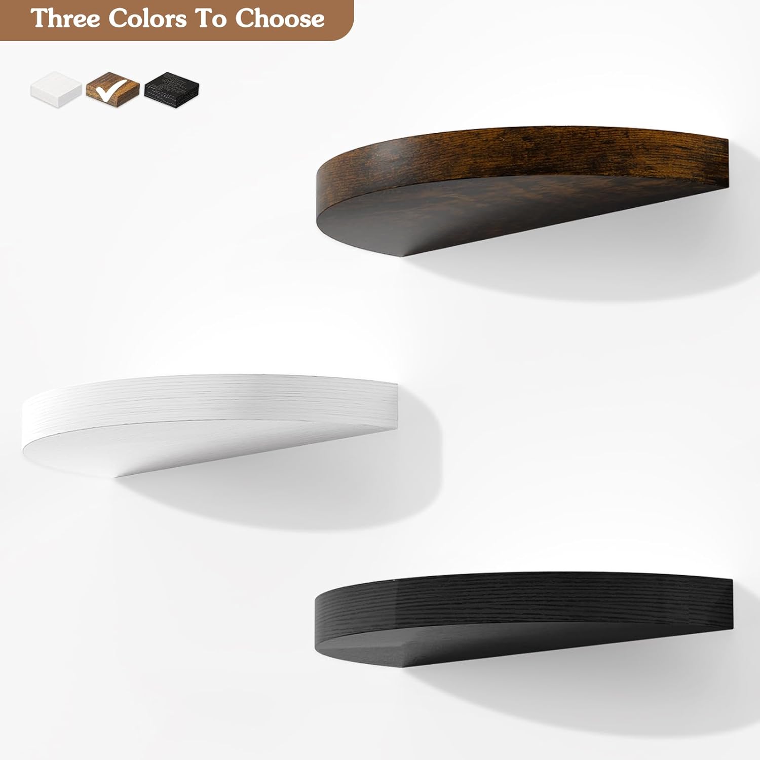 Olakee Floating Shelves Set of 3 Carbonized Black