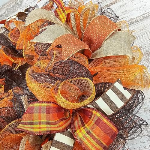 Fall Wreath Front Door Decor 24 Inch Round