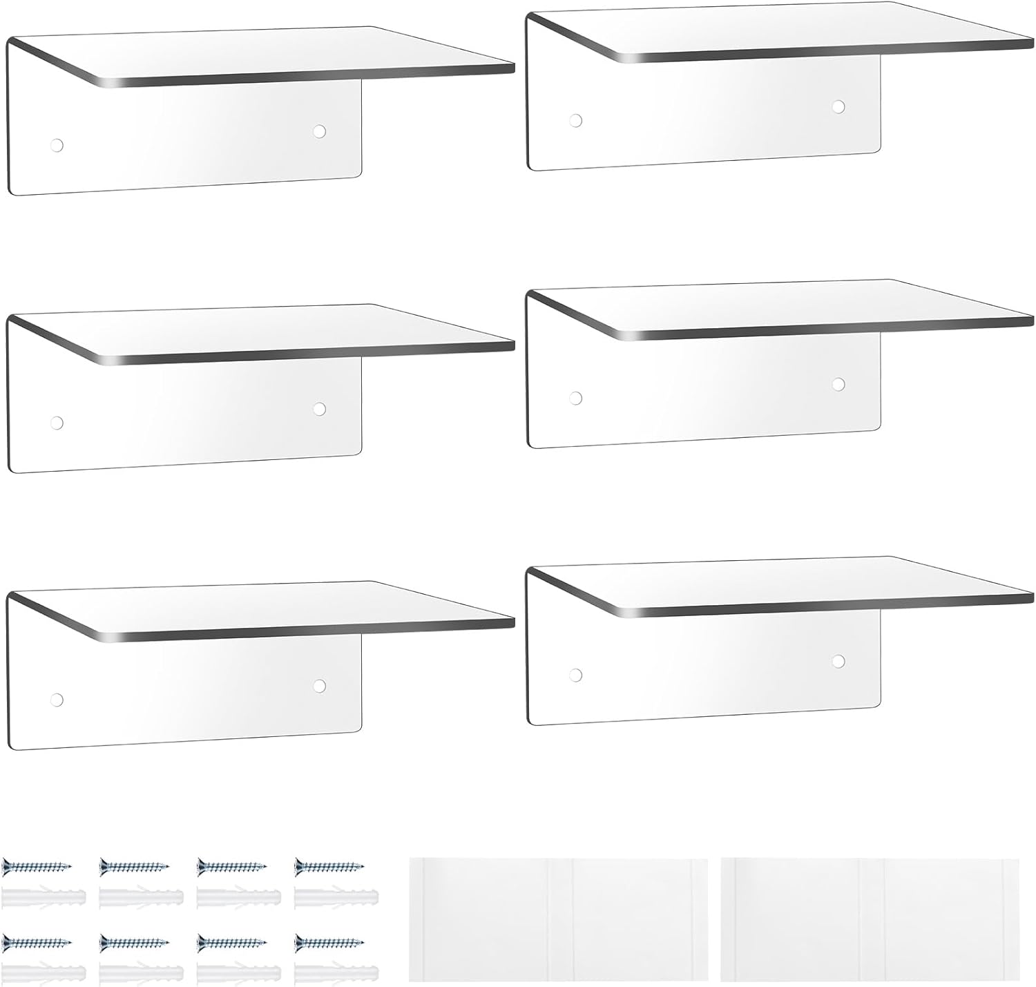 Wenqik Acrylic Floating Shelves 6x6 Inch 6 Packs Wall Display Organizer