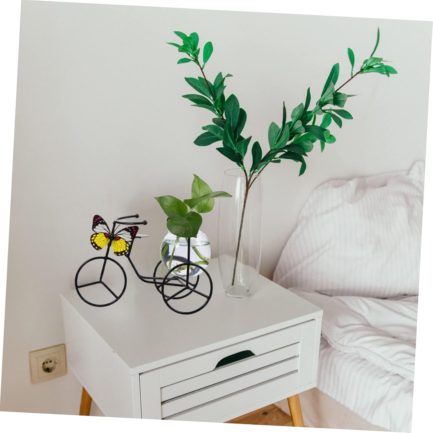 PRETYZOOM Pedicab Glass Hydroponic Vase with Iron Holder