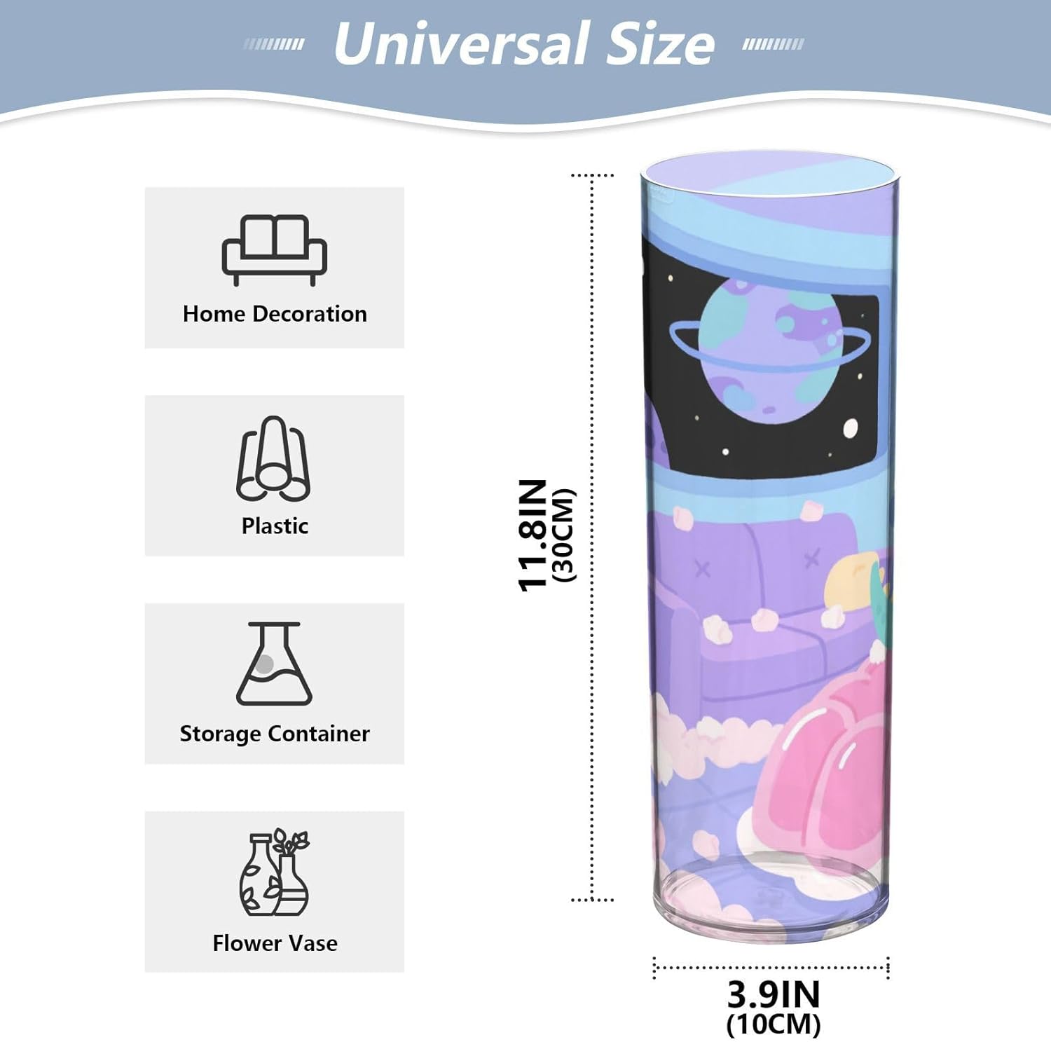 Cartoon Astronauts Dinosaur Purple Plastic Vase 118 x 39 Inch