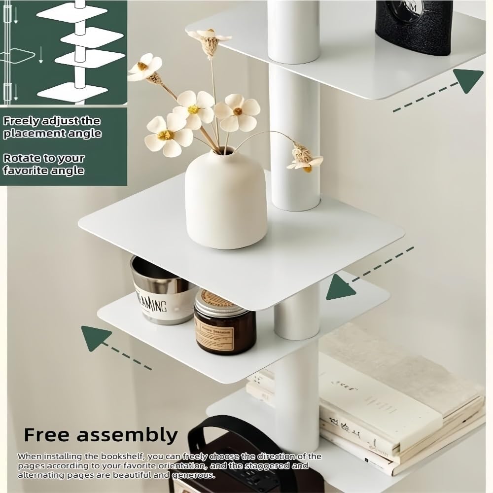 9-Tier Rotating Bookshelf with Floating Design