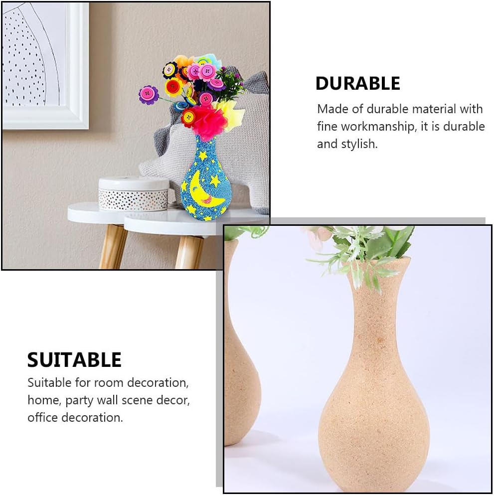 Happyyami 4pcs Unfinished Wood Vase DIY Painting Kit