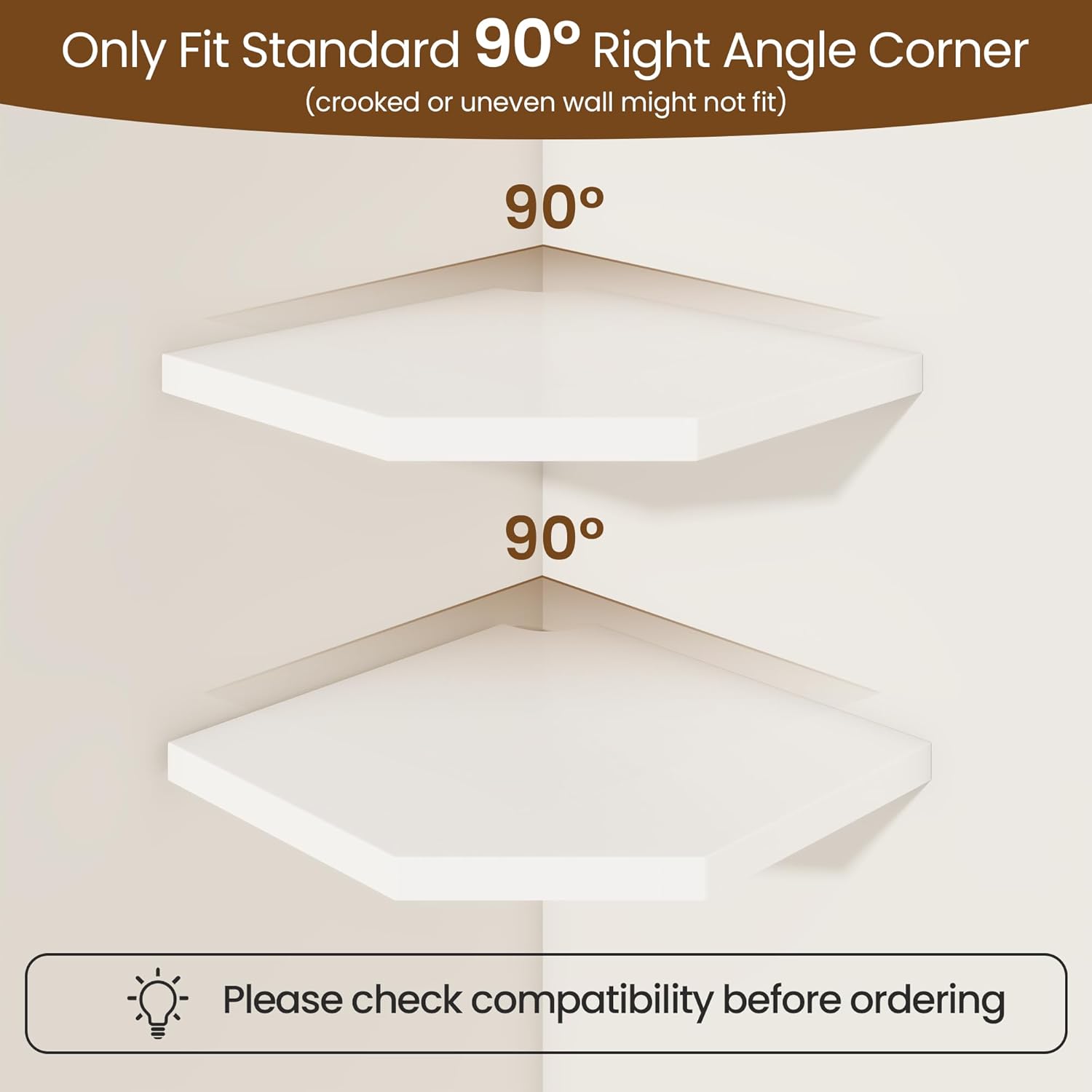 Fun Memories Corner Shelf Wall Mount Solid Oak Floating Shelves with Cable Hole 10in Rustic Design