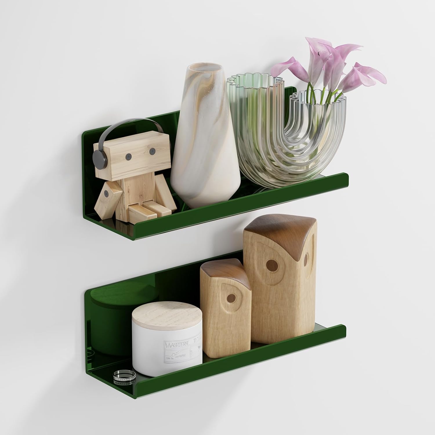 PAVSTINE 12 Inch Acrylic Floating Wall Shelf No Drilling