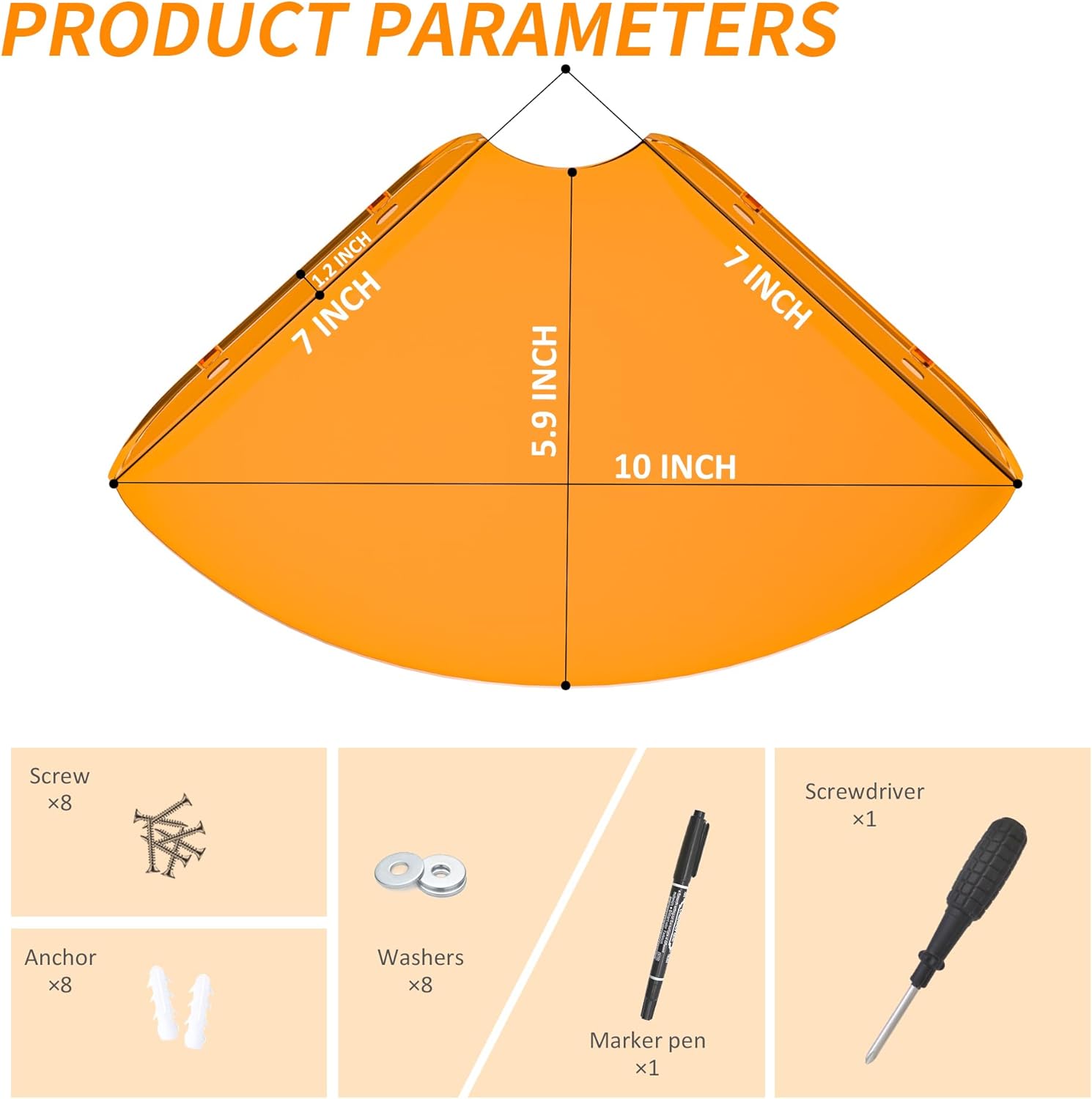 7x7 Inch Floating Corner Shelf Set of 2 Orange Acrylic Wall Mount Organizer