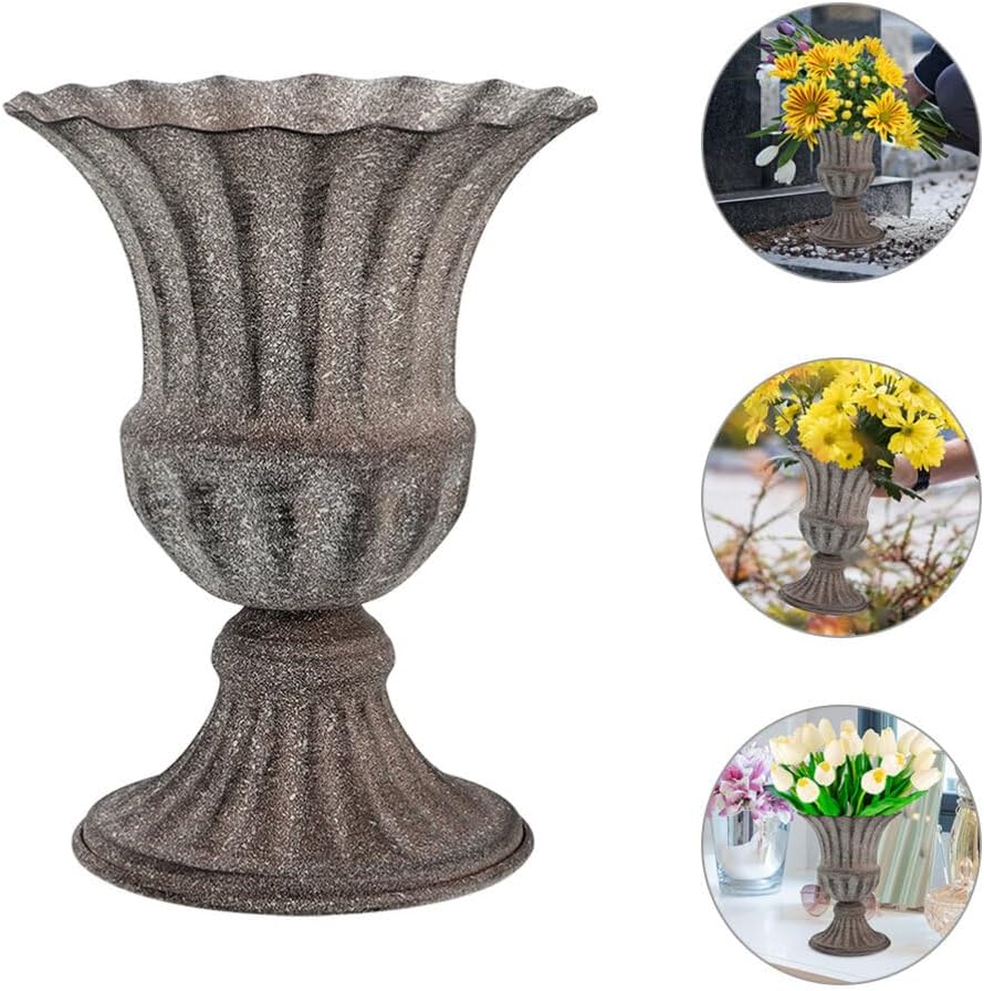 Luxshiny Cemetery Vase Iron Flower Holder for Graves