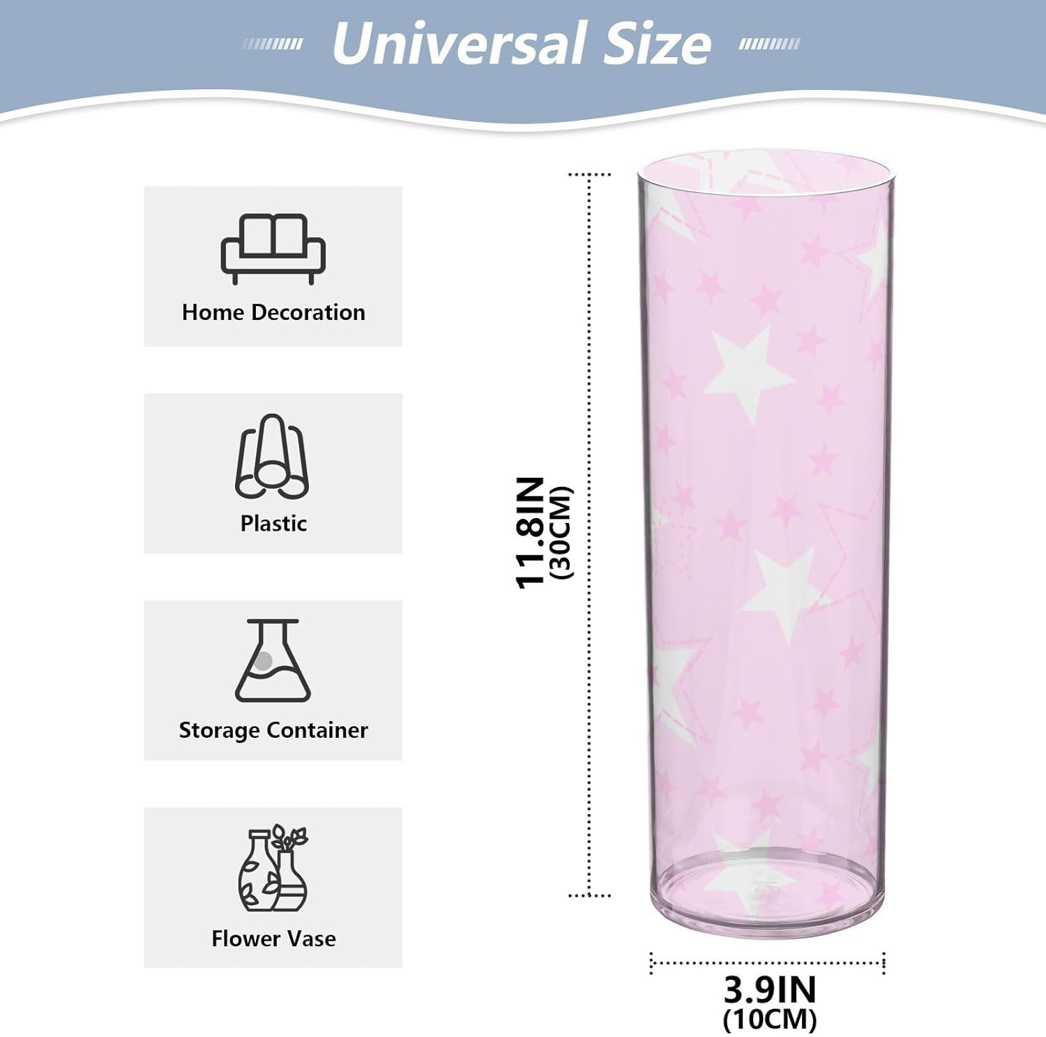 Sanluoli Different Stars Baby Peach White Plastic Hurricane Candle Holder