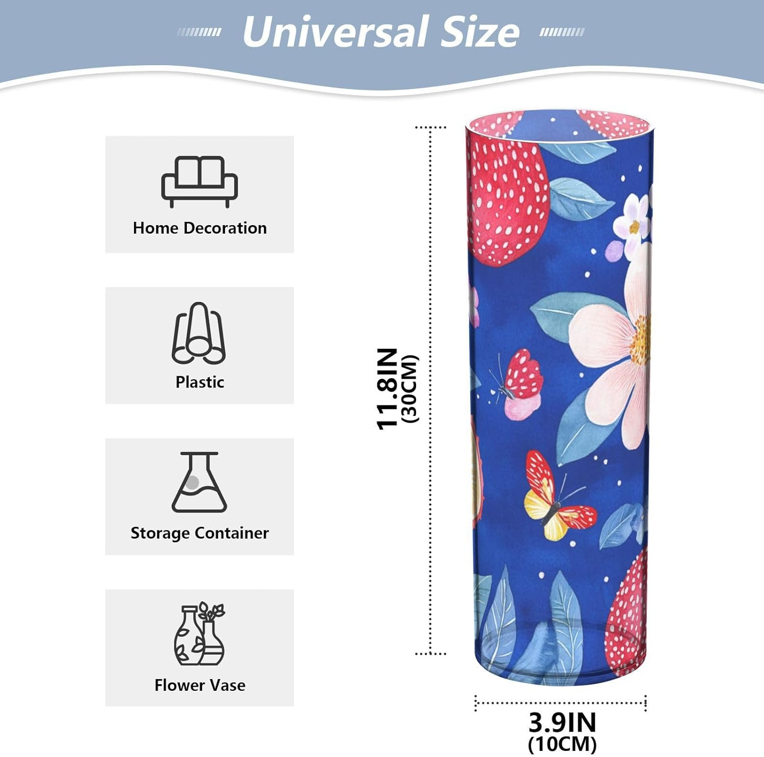 Cute Lychee Royal Blue Plastic Flower Vase 118 x 39 Inch
