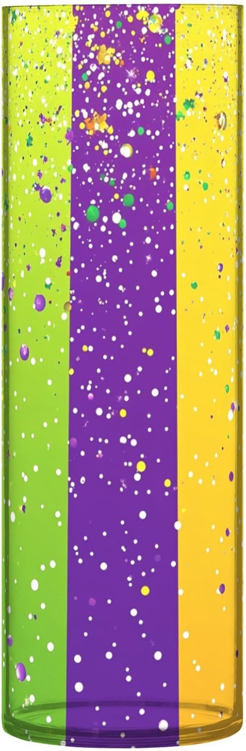 Mardi Gras Purple Green Hurricane Floating Candle Holder