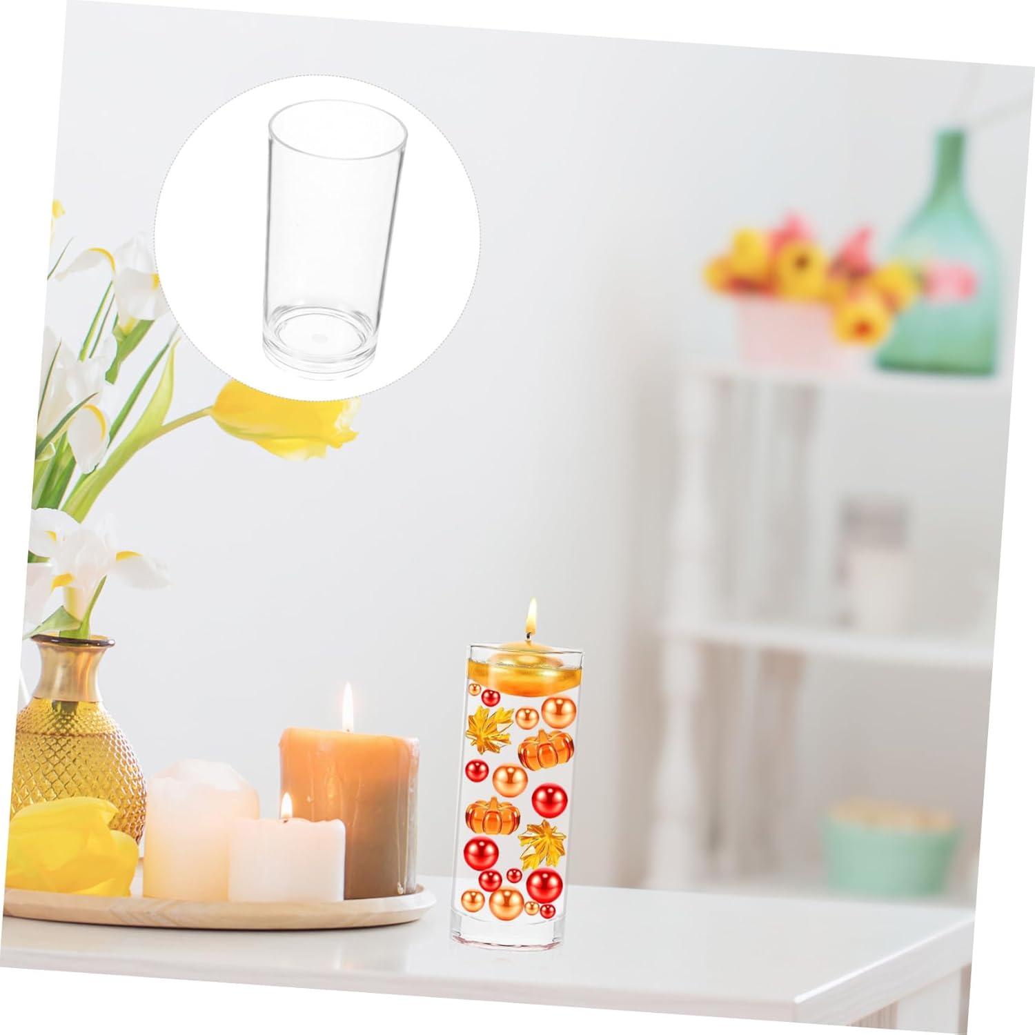 Acrylic Floating Candle Holder Cylinder Vase for Home Decor and Wedding Centerpieces