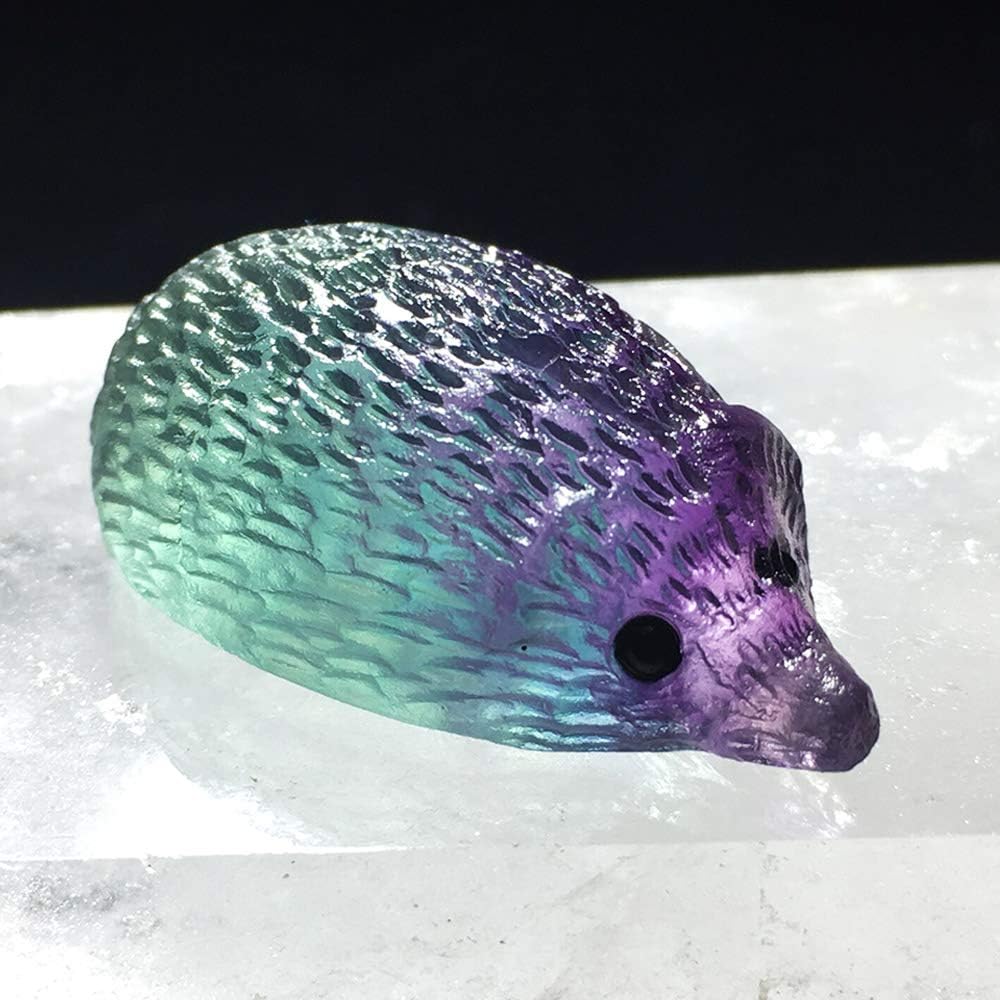 Wixine Natural Quartz Crystal Skull with Rainbow Fluorite Hedgehog