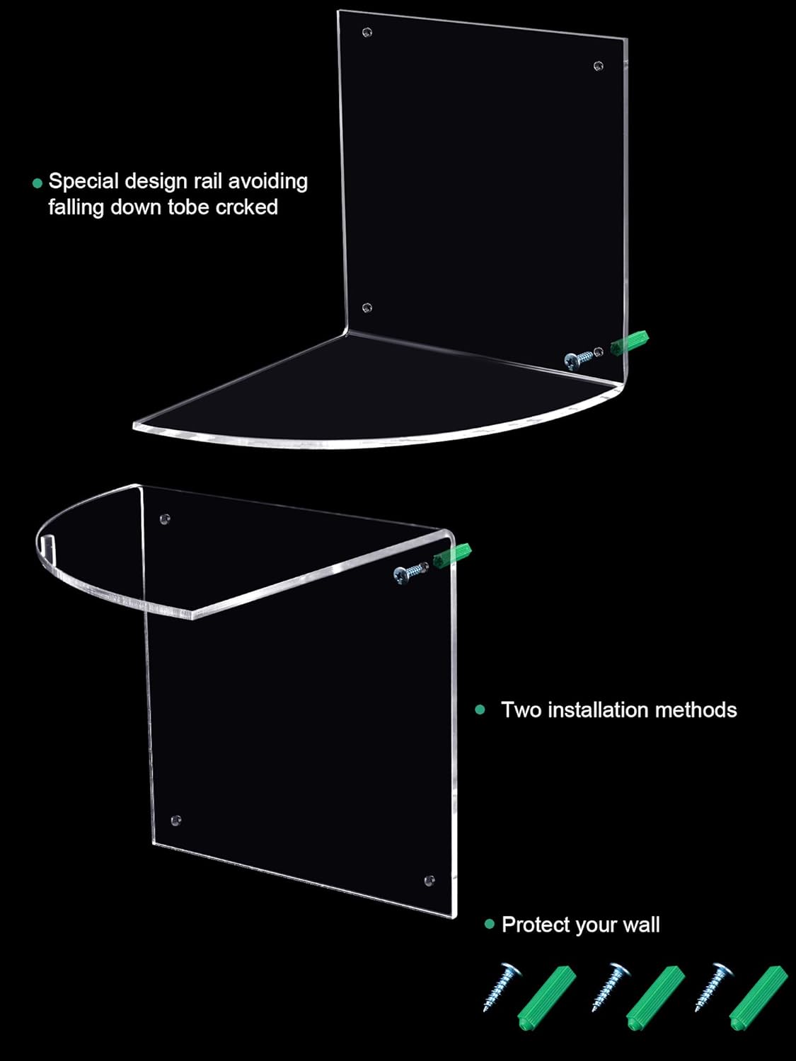 Jetec 5 Tier Corner Shelf Wall Mount Clear Storage Organizer