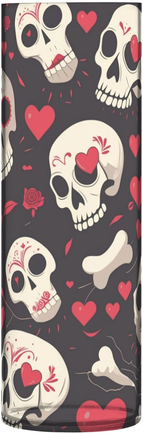 Skull Heart Flower Vase 118 x 39 Inch Decorative Cylinder for Home Kitchen Living Room