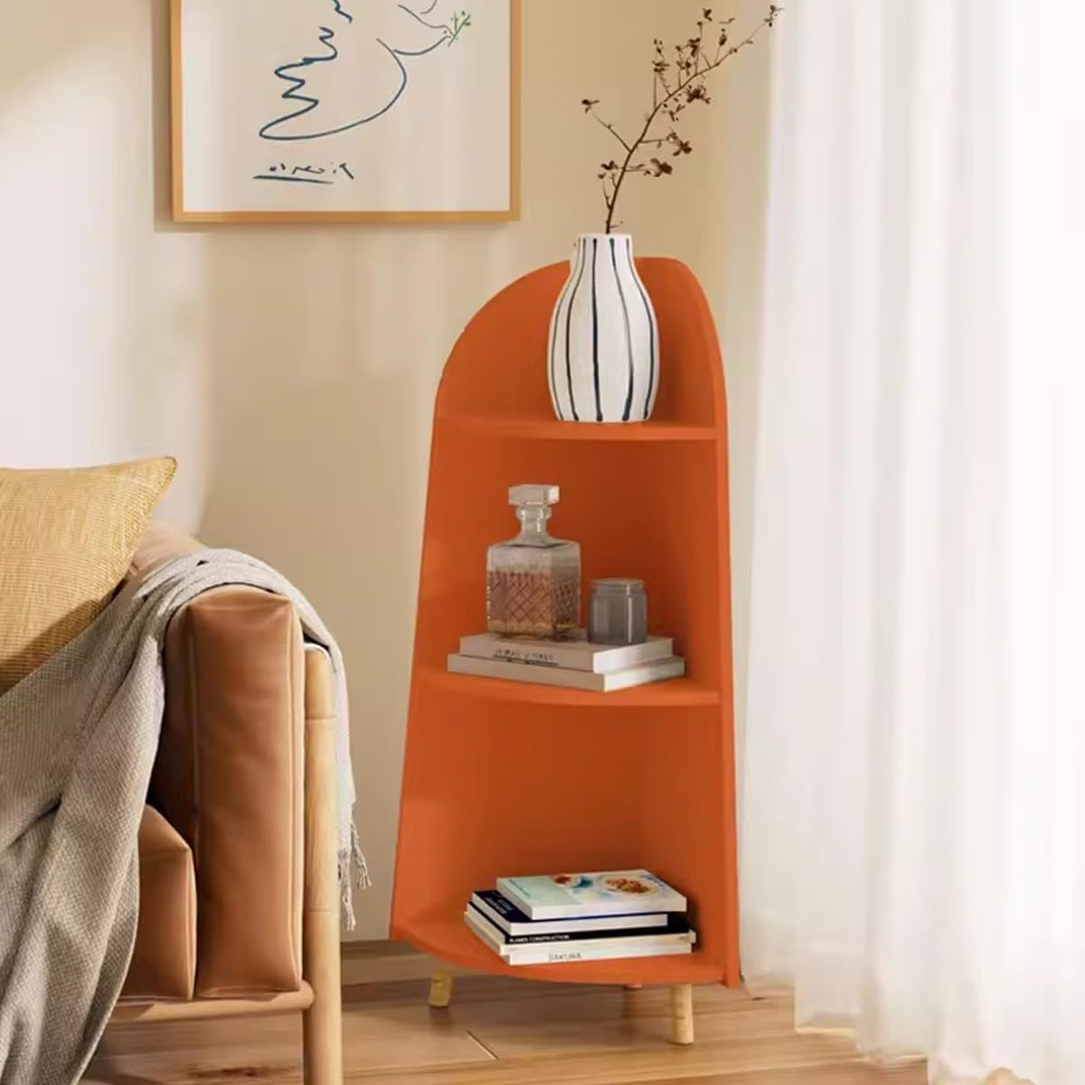 YCKEGEW Corner Display Shelf 3 Tier Ladder Shelf for Kids Bedroom Storage Shelves for Books and Dolls Furniture Decor