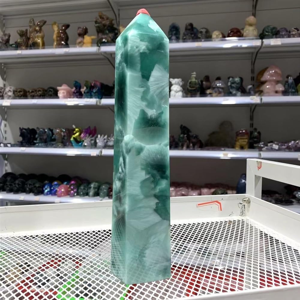 KatLin Natural Ocean Stone Crystal Six-Sided Obelisk Office Decoration