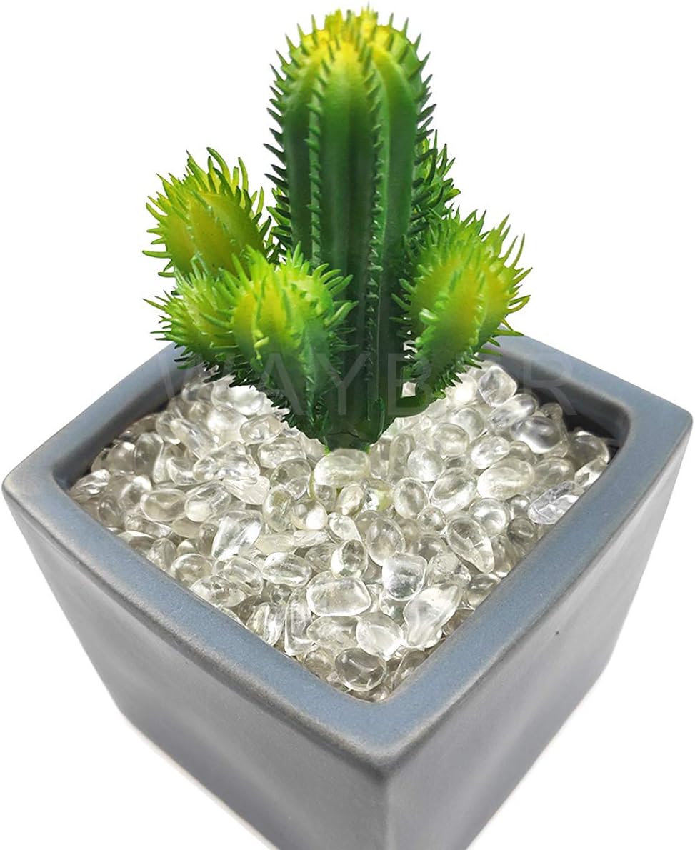 WAYBER Glass Stones 1Lb Clear Decorative Decorations