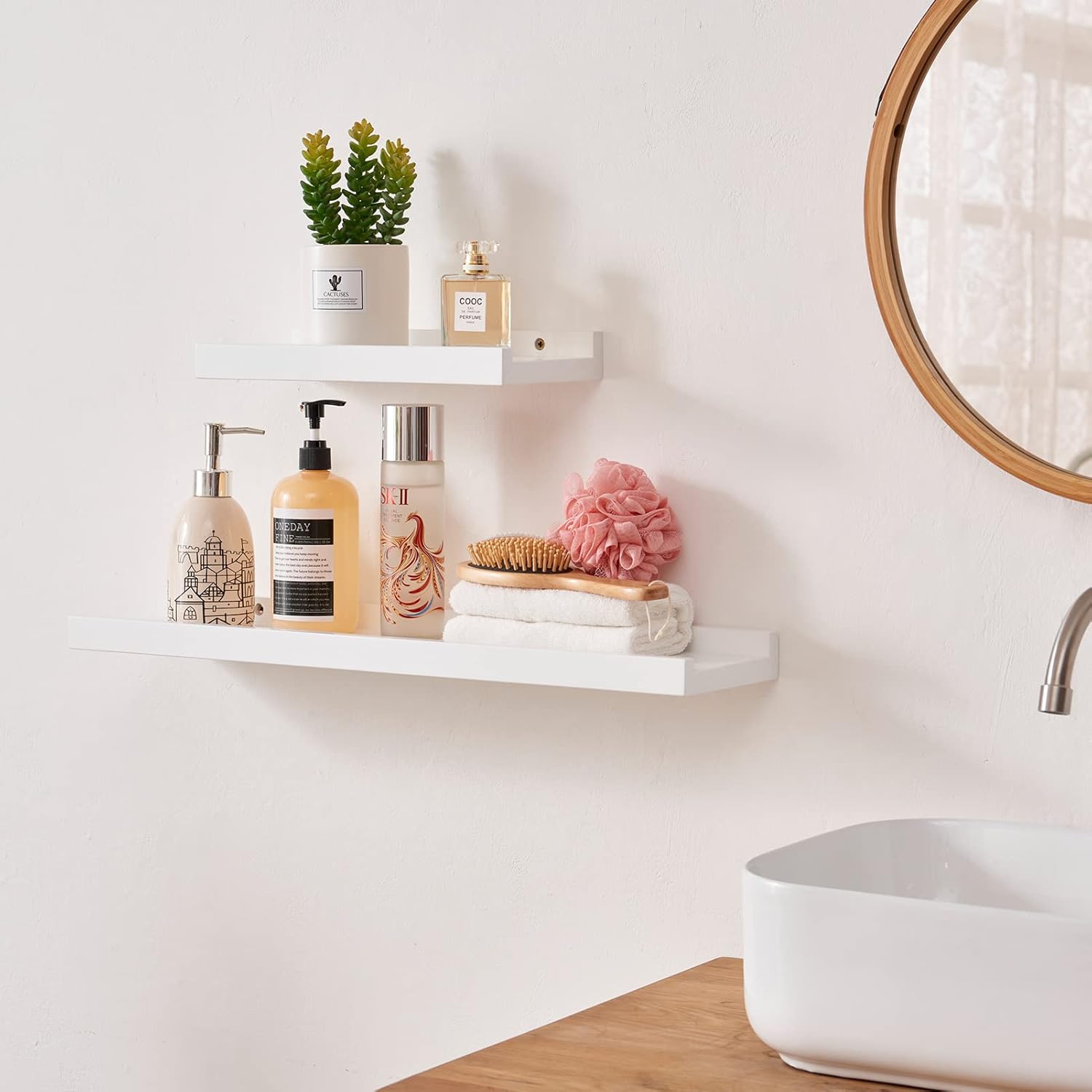 Floating Shelf Wall Storage Shelves 12 Inch White Oak Wood