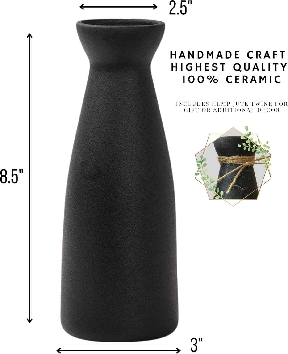 Lontcs WZ-2 Black Ceramic Vase for Pampas Grass