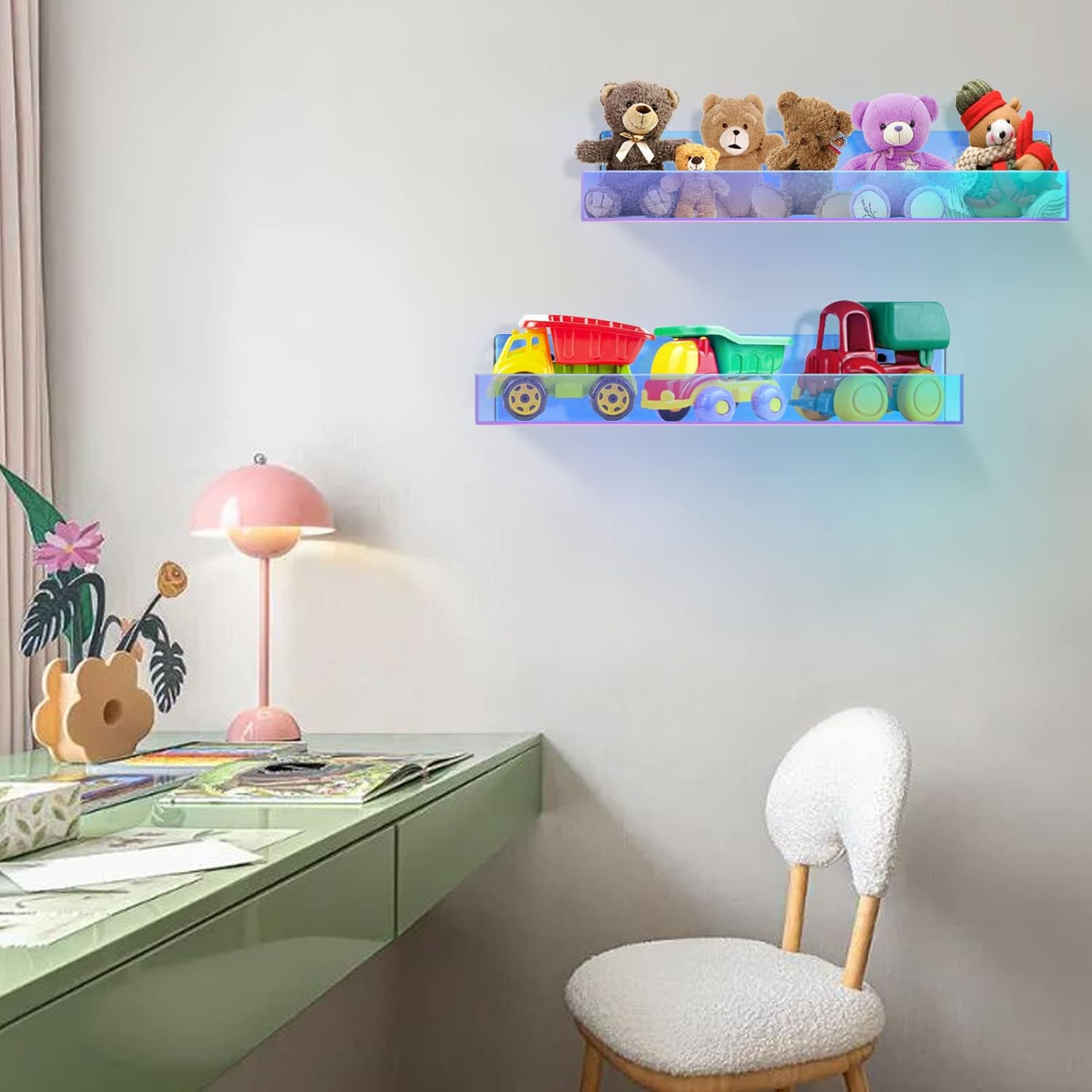 TLBTEK 2 Pcs 15 Inch Iridescent Floating Shelves