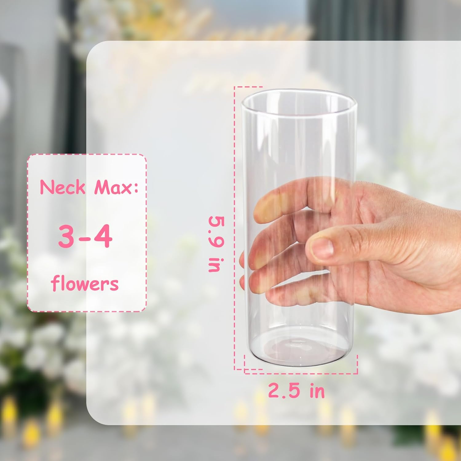 Tall 59 Inch Clear Glass Cylinder Vase for Home Decor