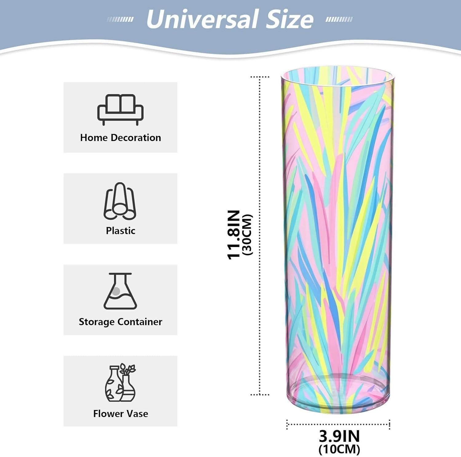 Tropical Plants Plastic Flower Vase for Home Decor
