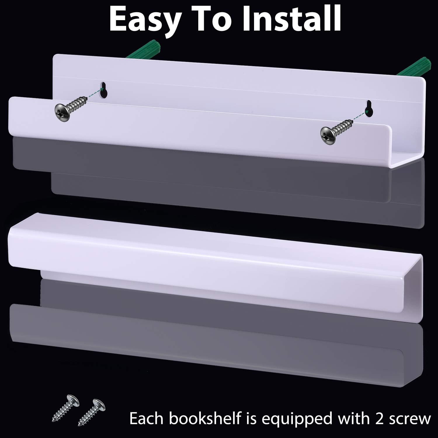 Blulu 8-Pack 14 Inch Acrylic Floating Shelf for Home Decor