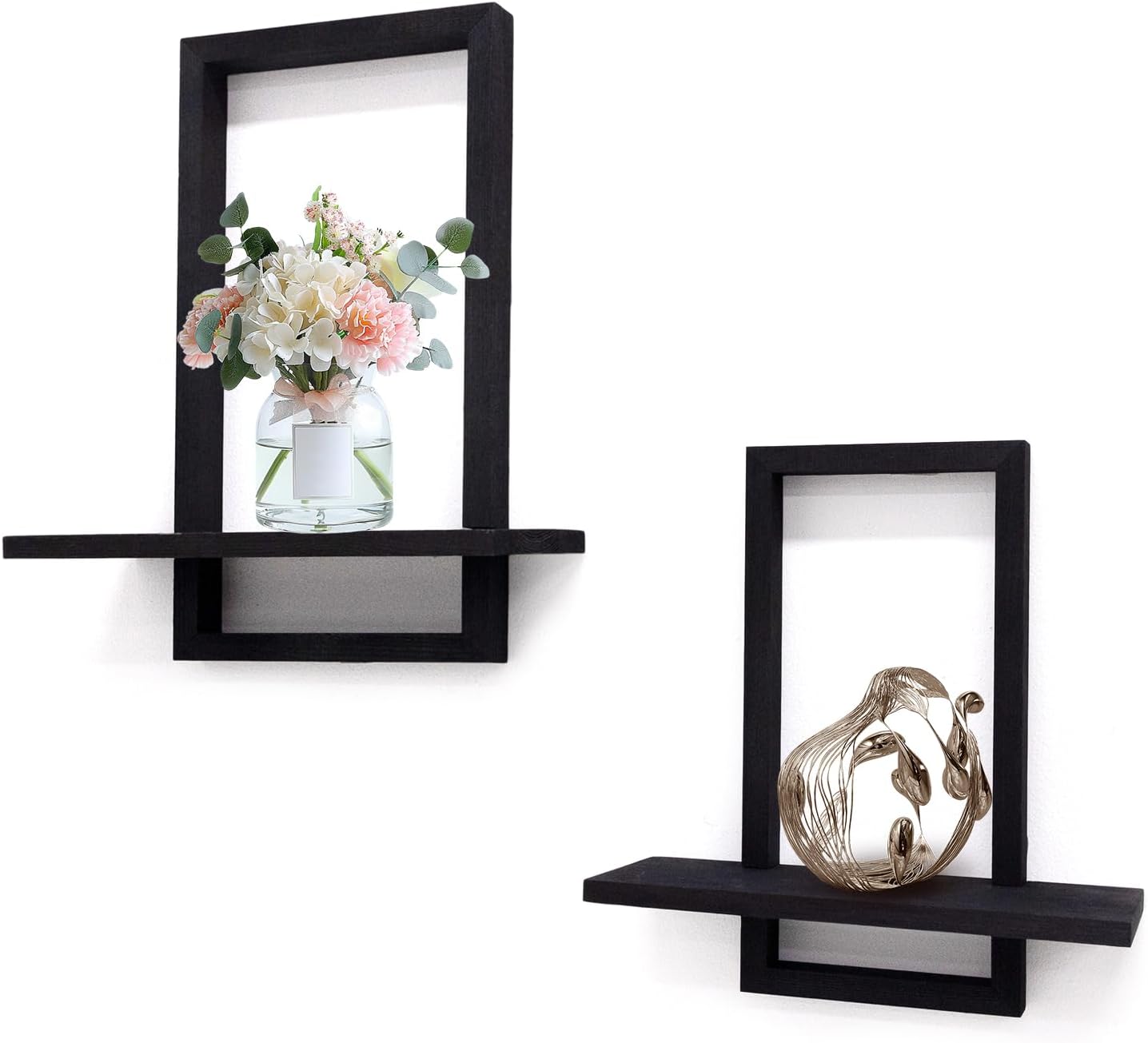 Square Floating Shelves Set of 2 - Modern Style Black