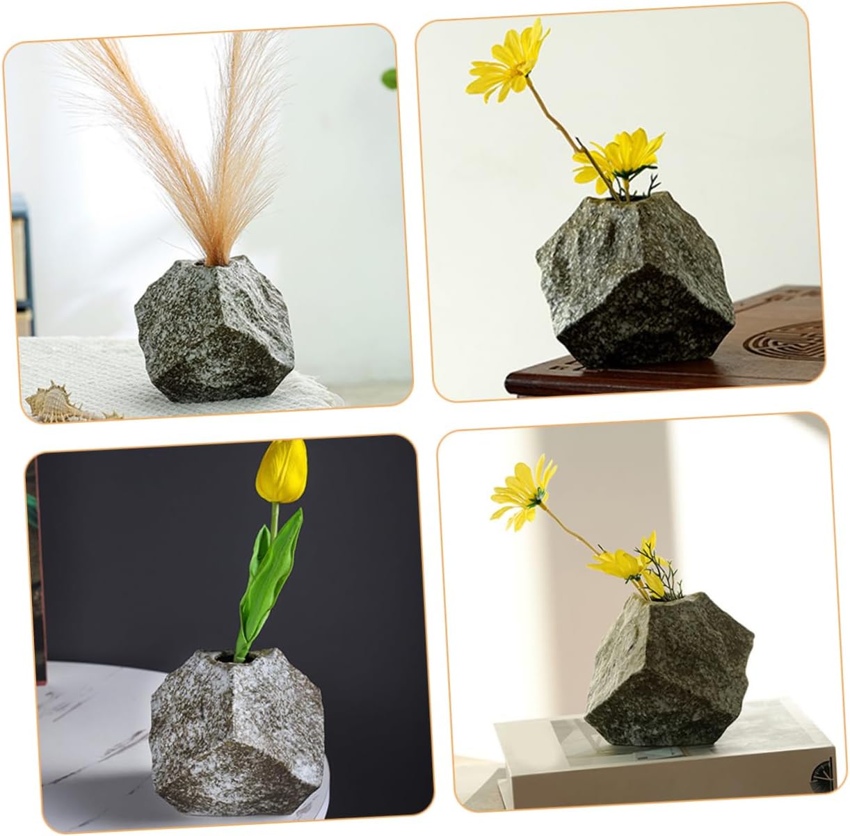 PRETYZOOM Modern Ceramic Vase Abstract Rock Design