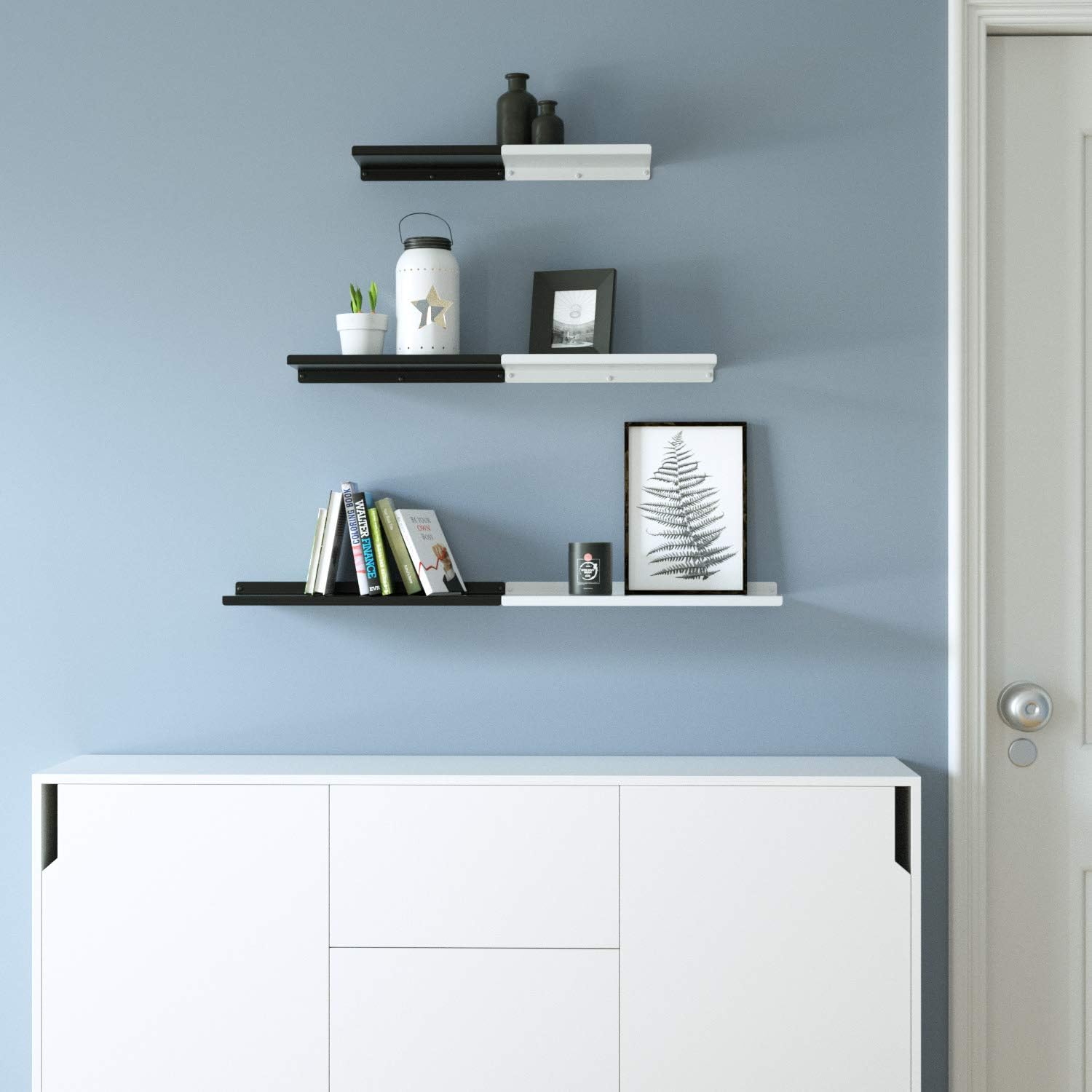 SRIWATANA Black Floating Shelves Set of 3 for Home