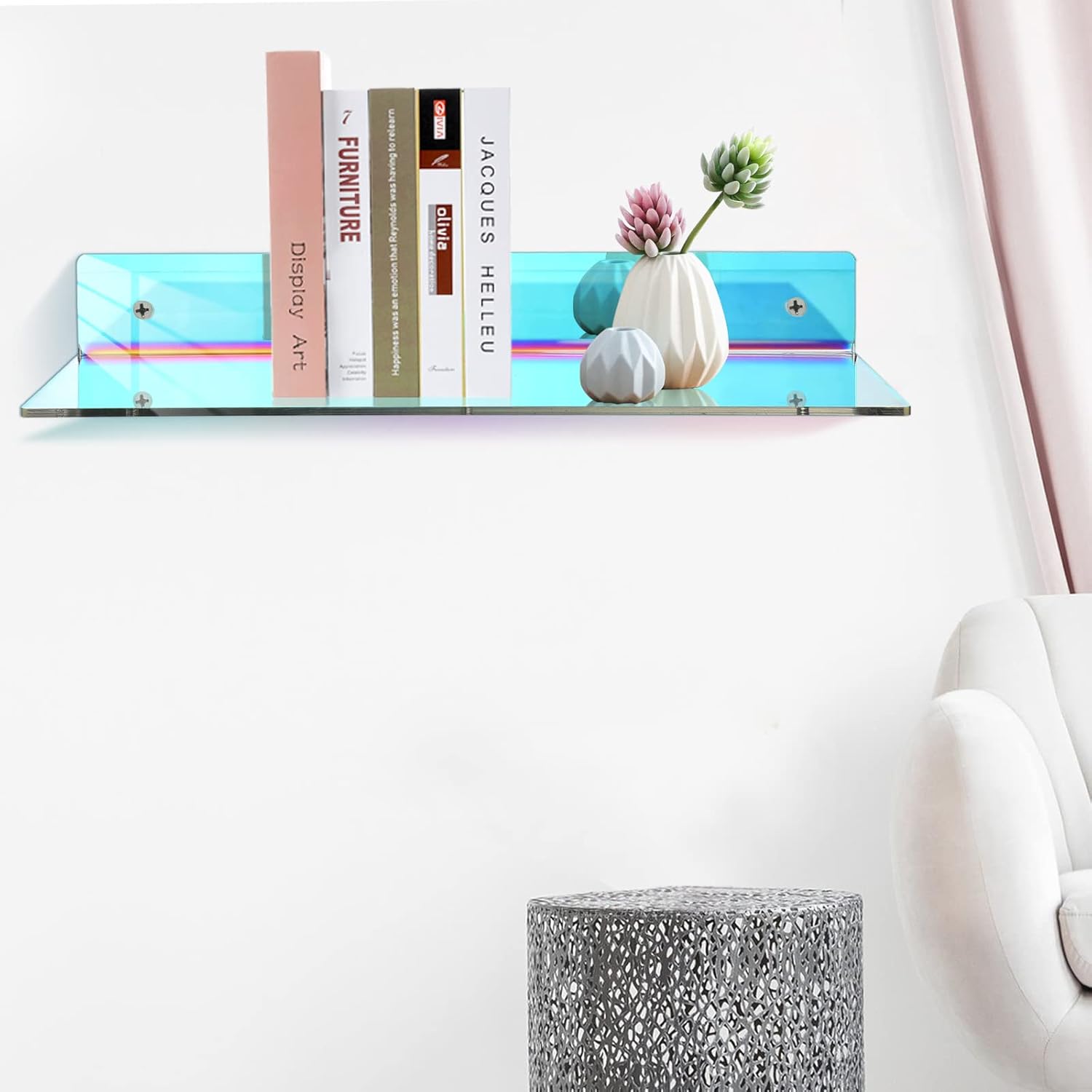 Iridescent Acrylic Floating Shelves 4 Pieces