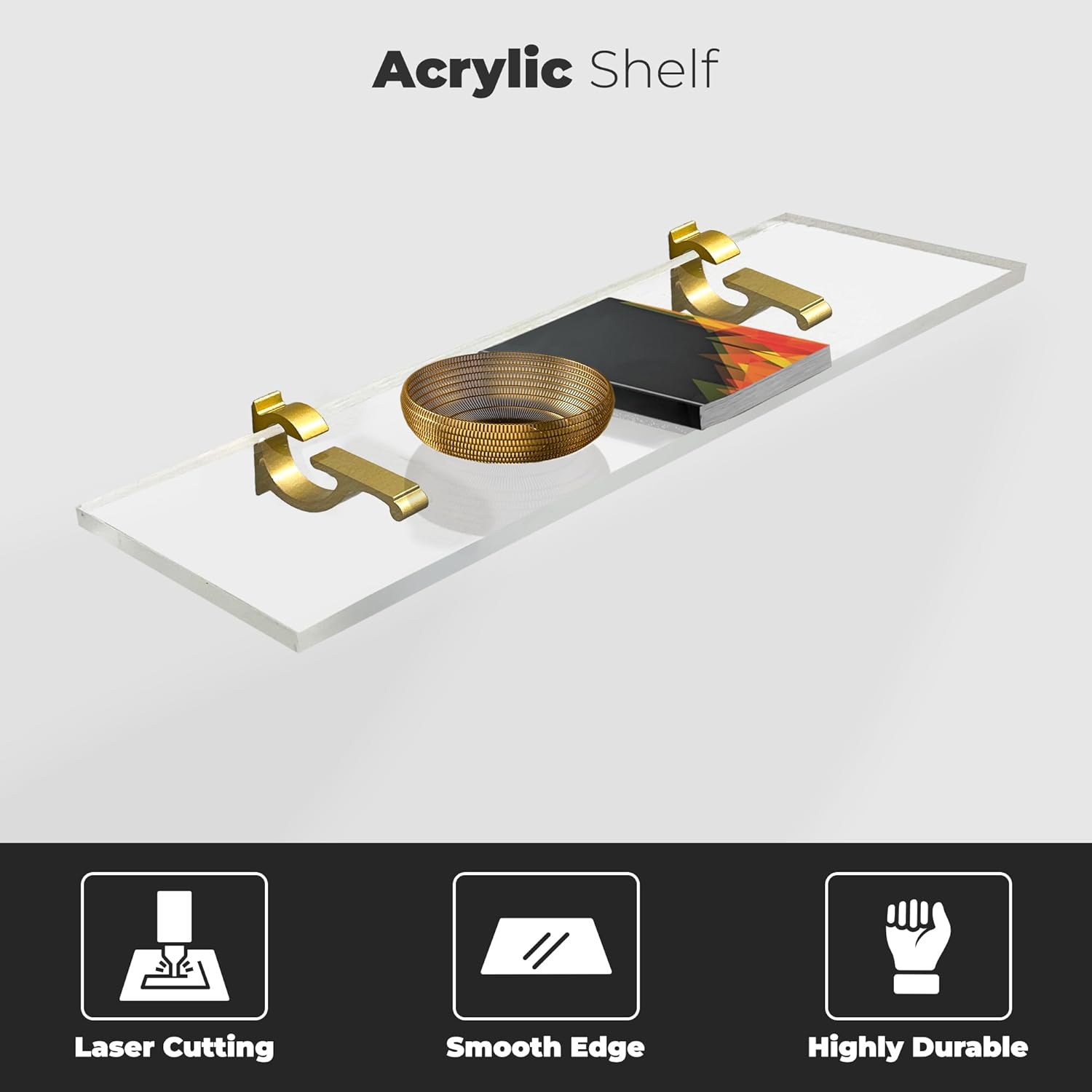 Clear Acrylic Floating Shelves 115 34 Thick Pack of 2