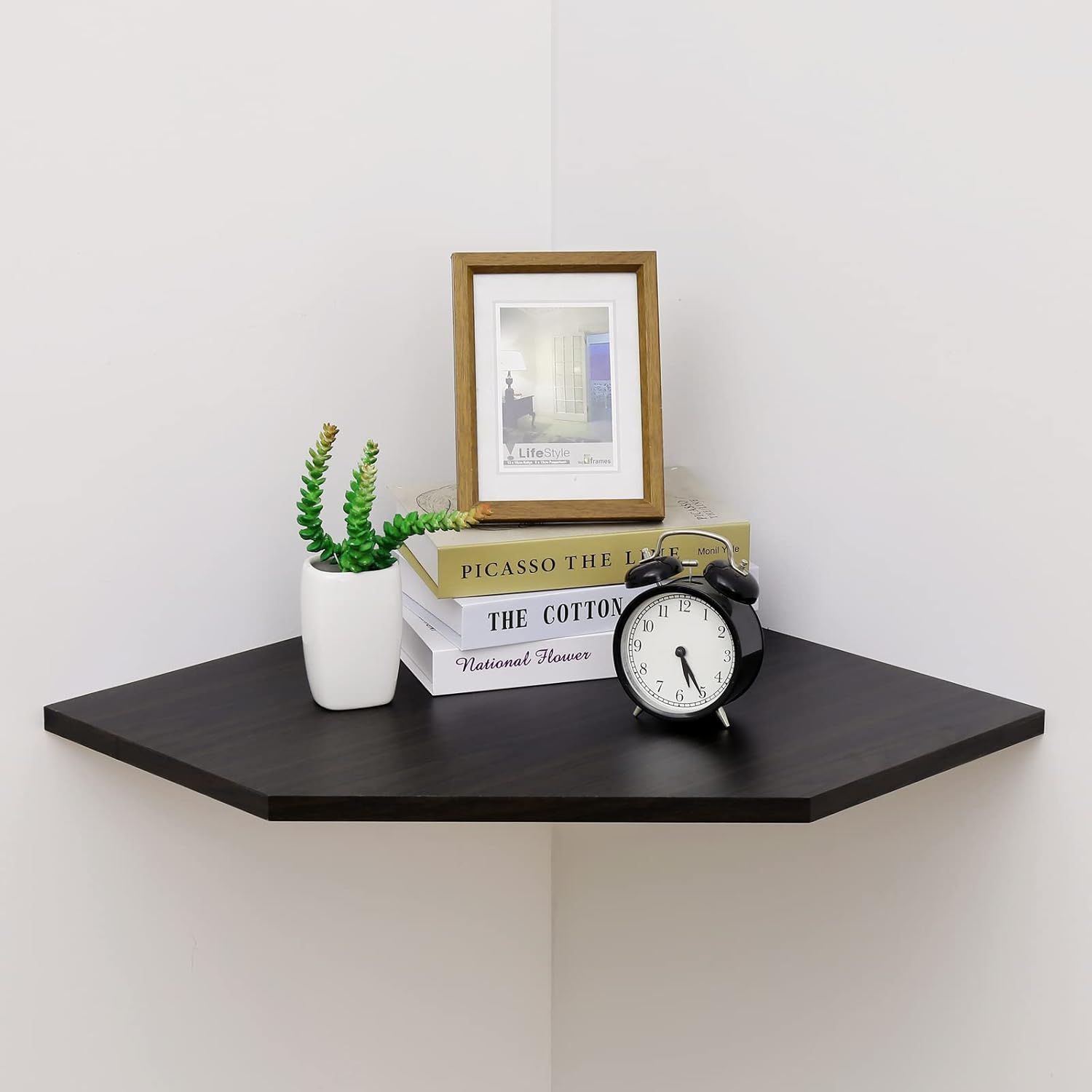 20-Inch Corner Floating Shelf with Wire Cable Hole