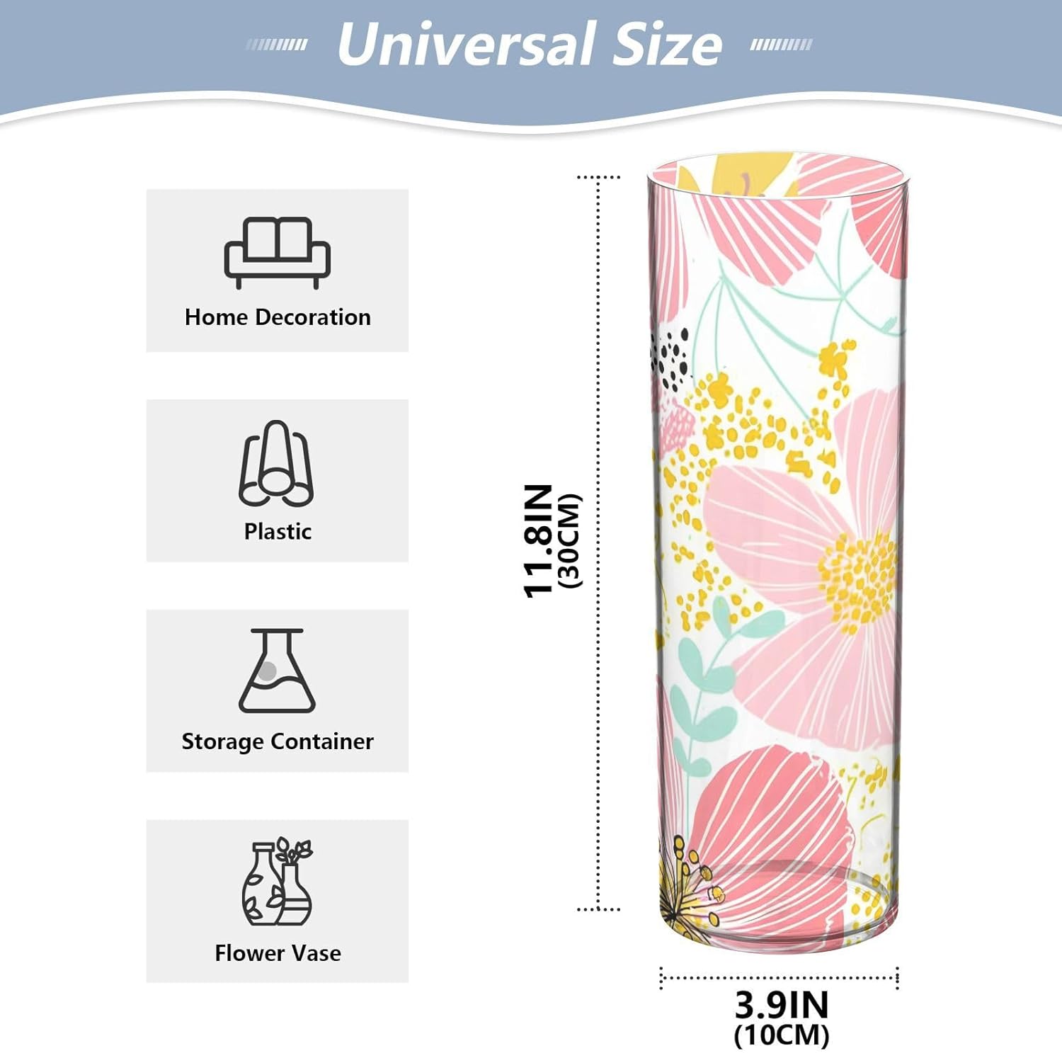 Fresh Spring Colorful Flowers Plastic Candle Holder 118 x 39 Inch