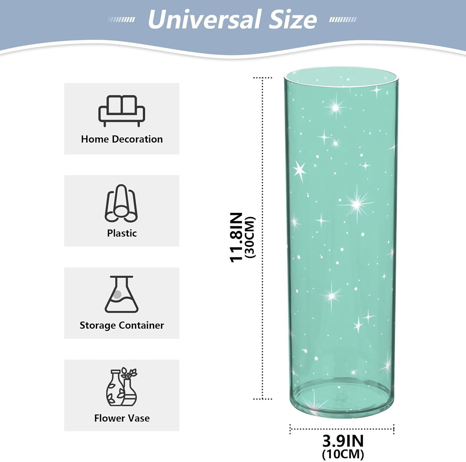 Sky And Stars Mint Green Hurricane Candle Holder 118 x 39 Inch Unbreakable