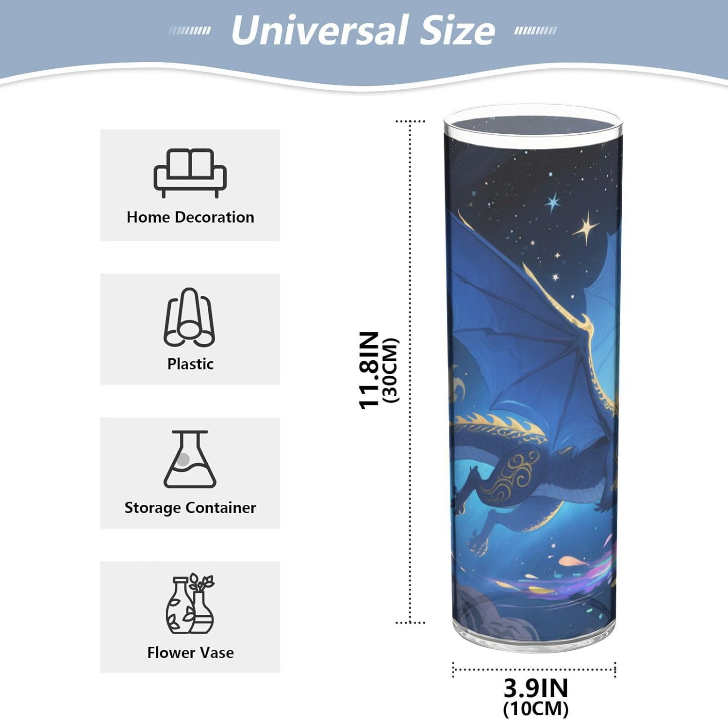 Cartoon Blue Fairy Tale Dragon Flower Vase 118 x 39 Inch