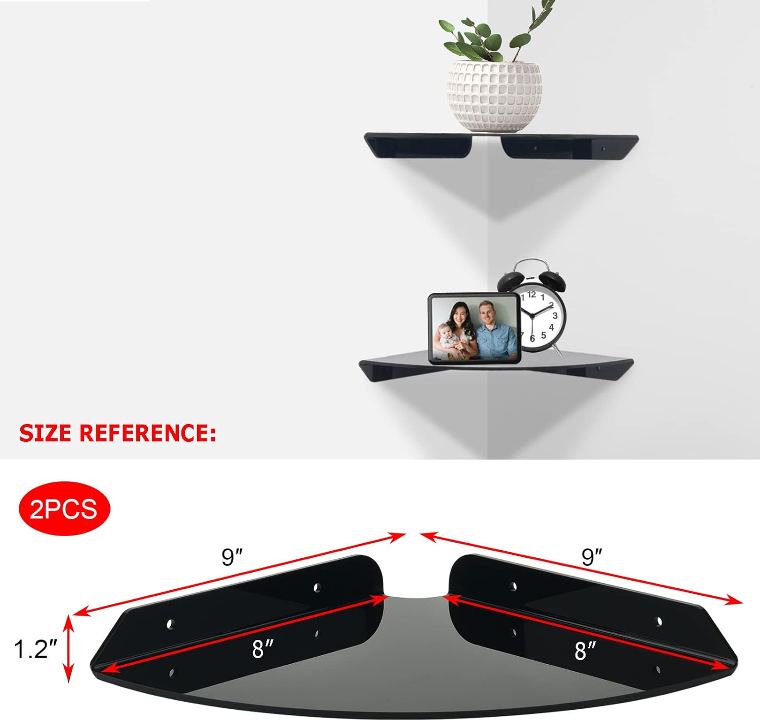 Cosmos Floating Corner Shelves 2 Pcs Solid Black