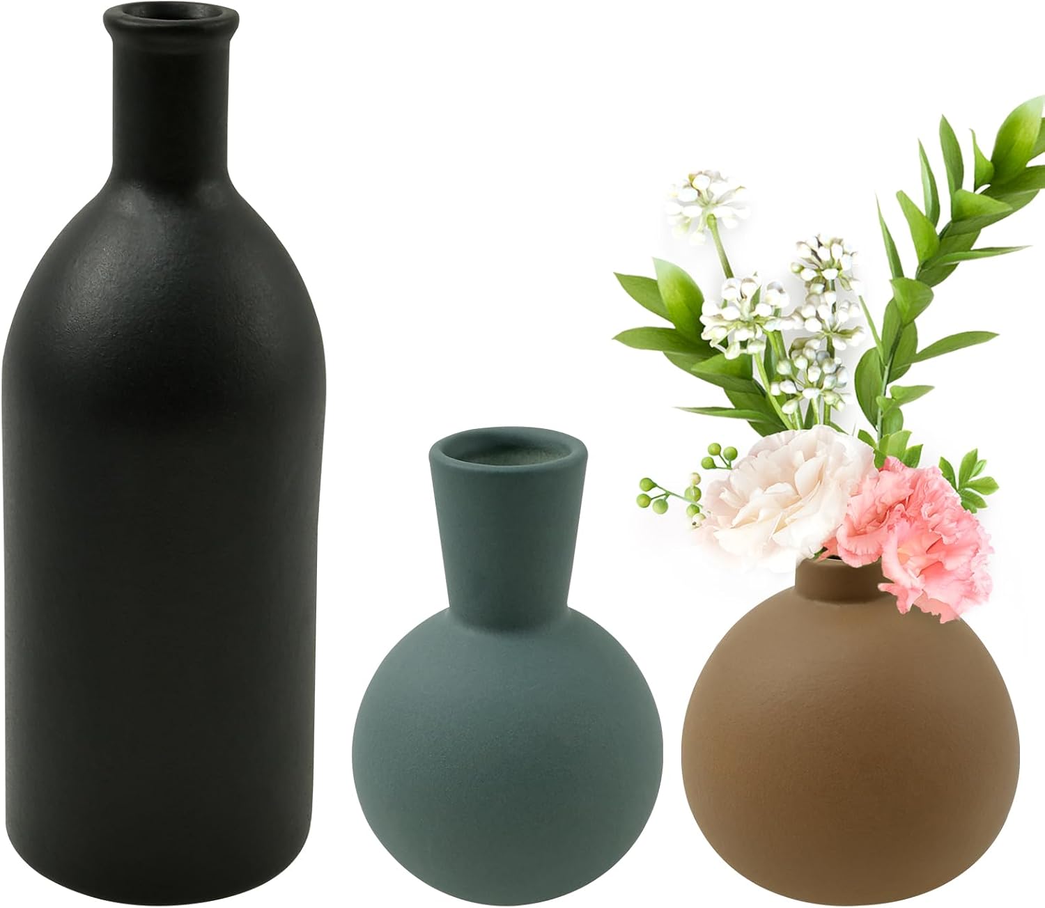 3Pcs Creative Ceramic Flower Vase Set for Home Decor