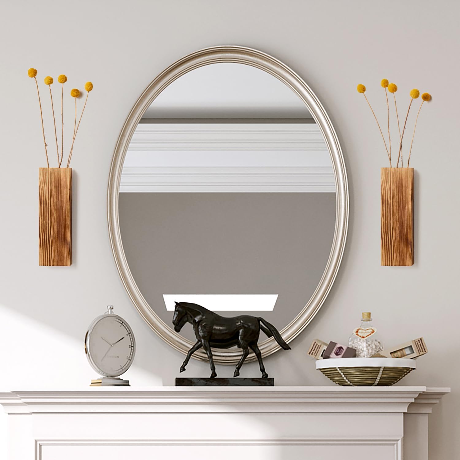 2 Pack Wood Wall Planters - Modern Farmhouse Decor for Home Office and Living Room