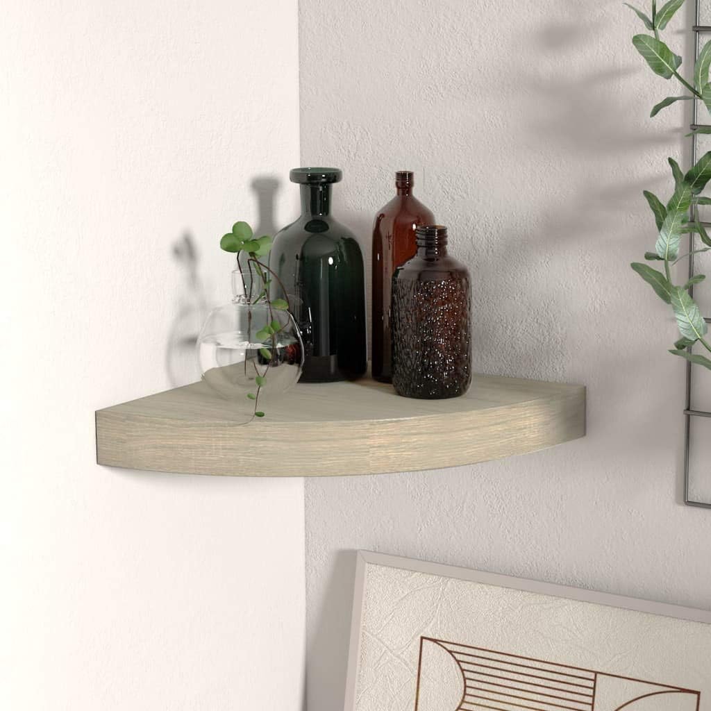 Floating Corner Shelf Oak 98x98x15 MDF for Home Decor