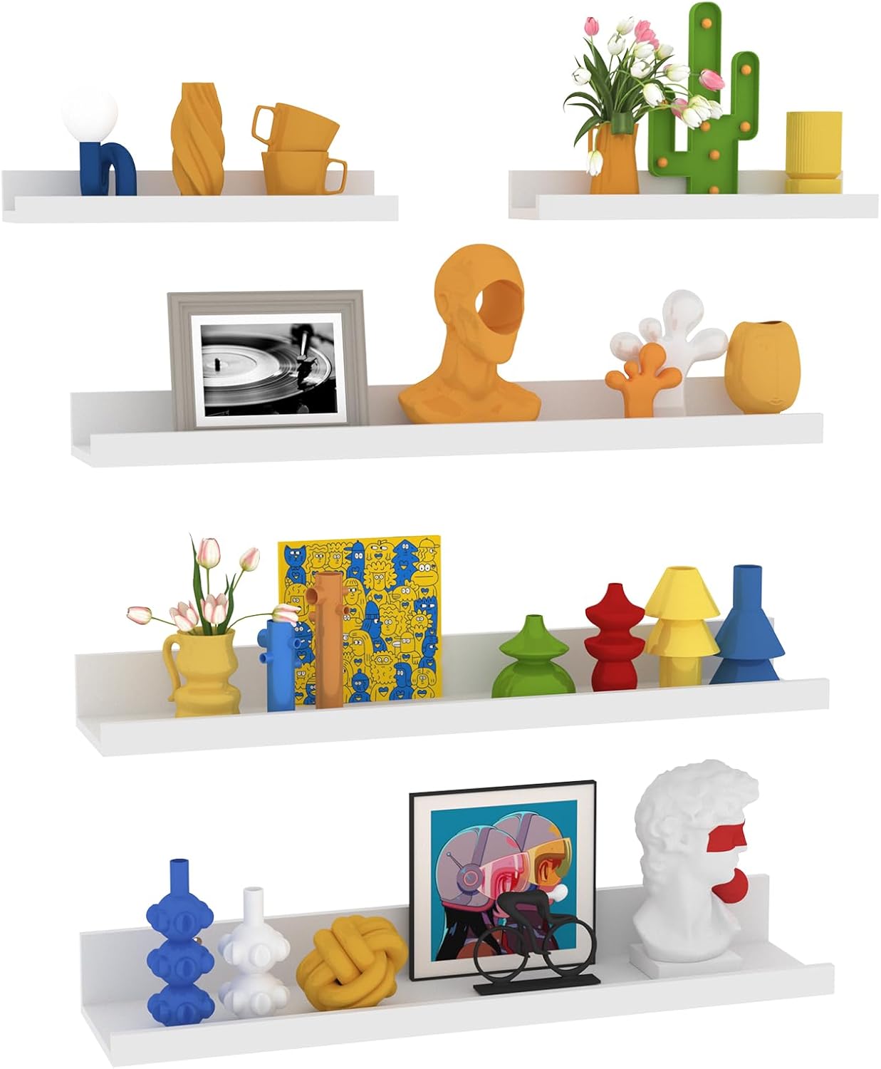 Lyeasw White Floating Shelves 24 Inch Set of 5