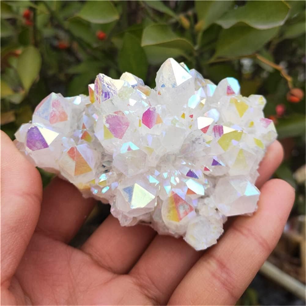 Crystal Minerals Natural Electroplated Aura Angel Clear Quartz Crystal Cluster for Home Decoration