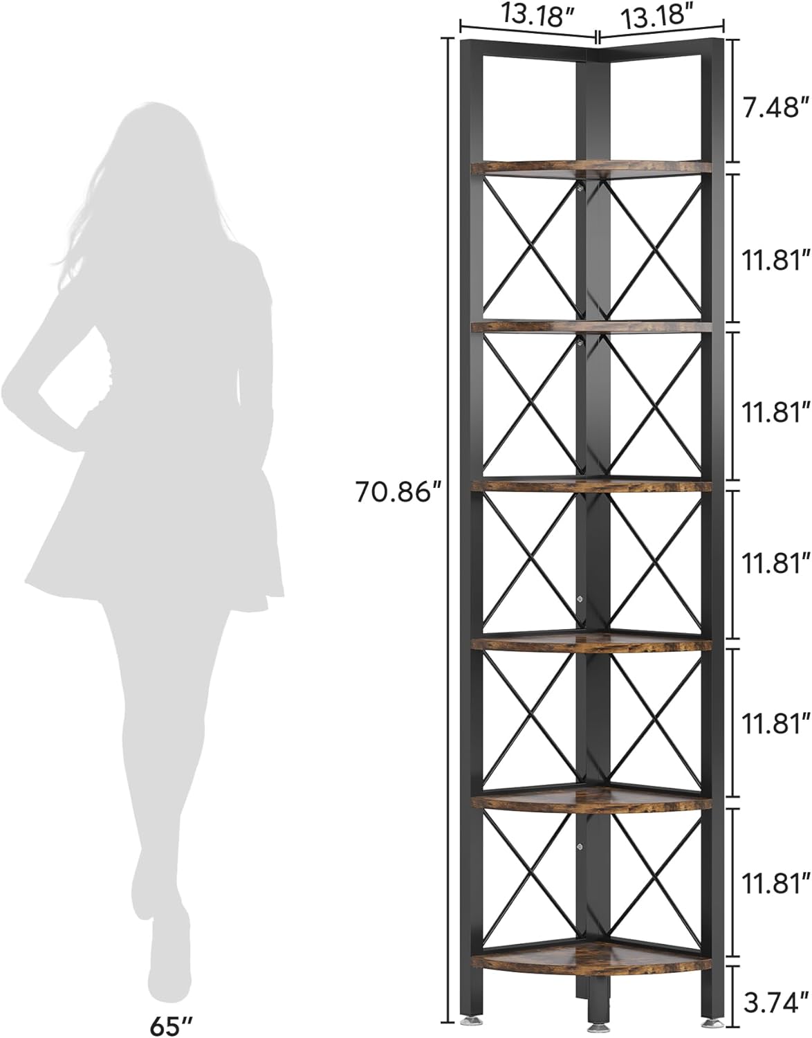 Tribesigns 6 Tier Corner Shelf for Small Spaces