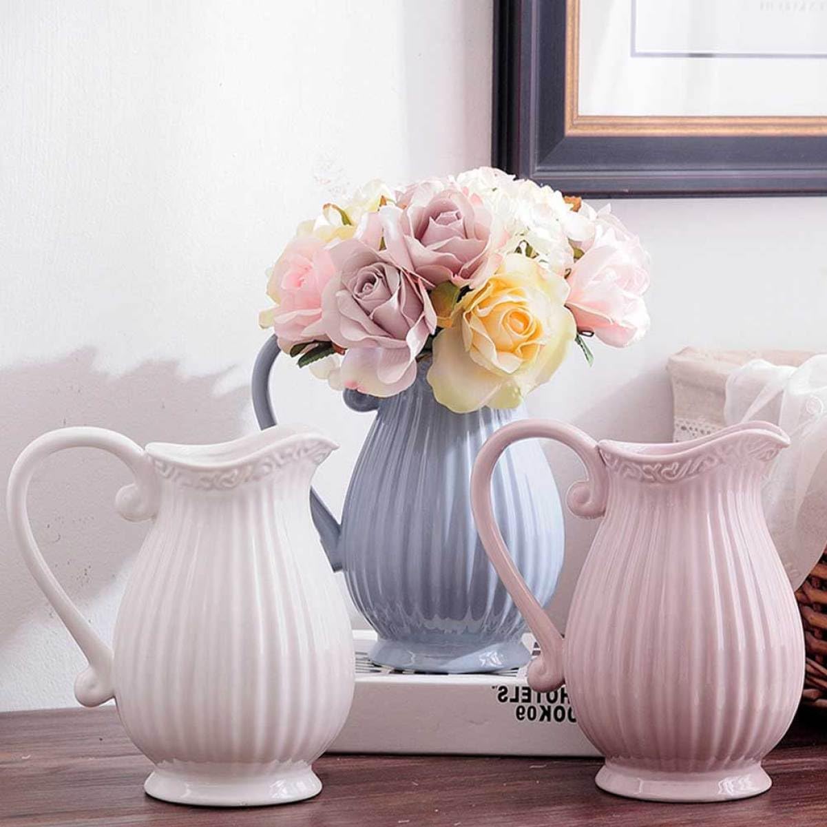Mobestech Grey Ceramic Dried Flower Vase for Elegant Table Display
