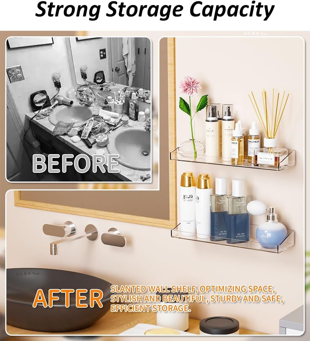 4 Pcs Acrylic Floating Shelves for Display and Storage