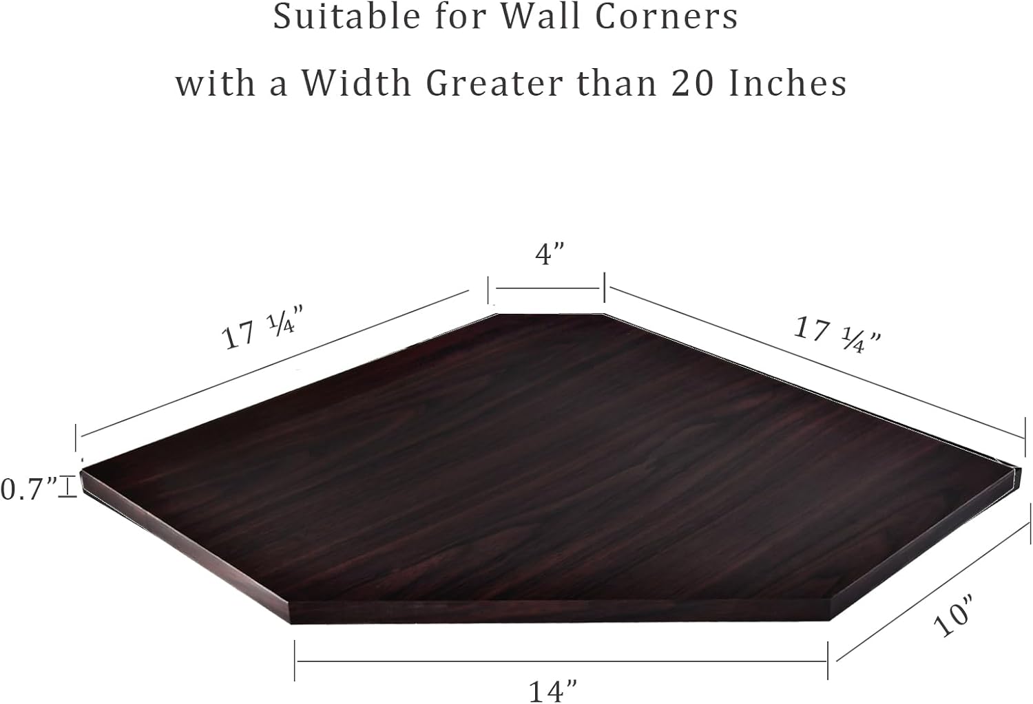 20-Inch Corner Floating Shelf with Wire Cable Hole